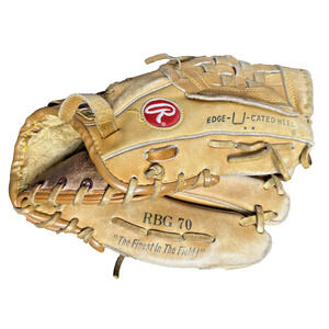 Vintage Rawlings Leather Baseball Glove Bobby Bonilla RBG 70 Basket Web Used 90s